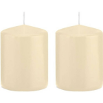 Trend Candles 2x Cremete Cilinderkaarsen/stompkaarsen 6 X 8 Cm 29 Branduren - Geurloze Kaarsen - Woondecoraties - Wit