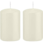 Trend Candles 2x Ivoorte Cilinderkaars/stompkaars 5 X 8 Cm 18 Branduren - Geurloze Kaarsen - Woondecoraties - Wit