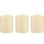 Trend Candles 3x Cremete Cilinderkaarsen/stompkaarsen 6 X 8 Cm 29 Branduren - Geurloze Kaarsen - Woondecoraties - Wit
