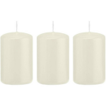 Trend Candles 3x Ivoorte Cilinderkaars/stompkaars 5 X 8 Cm 18 Branduren - Geurloze Kaarsen - Woondecoraties - Wit