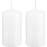 Trend Candles 2xte Cilinderkaarsen/stompkaarsen 6 X 12 Cm 40 Branduren - Geurloze Kaarsen - Woondecoraties - Wit