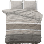 Sleeptime Stone Stripe - Taupe - Flanel Lits-jumeaux (240 x 200/220 cm + 2 kussenslopen) Dekbedovertrek