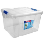 Hega Hogar 1x Opbergboxen/opbergdozen Met Deksel 25 Liter Kunststof Transparant/ - 42 X 35 X 25 Cm - Opbergbakken - Blauw