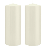 Trend Candles 2x Ivoorte Cilinderkaarsen/stompkaarsen 8 X 20 Cm 119 Branduren - Geurloze Kaarsen - Woondecoraties - Wit