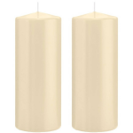 Trend Candles 2x Cremete Cilinderkaarsen/stompkaarsen 8 X 20 Cm 119 Branduren - Geurloze Kaarsen - Woondecoraties - Wit