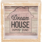 Clayre & Eef - Spaarpot ""Dreamhouse"" Formaat 15x15x5 Cm- 6h1780 - Bruin