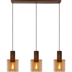 Lucide Toledo Hanglamp 3xe27/60w Koper / Amber Glas - Oranje