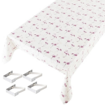 Buiten Tafelkleed/tafelzeil Flamingo Print 140 X 245 Cm Met 4 Tafelkleedklemmen - Tuintafelkleed Tafeldecoratie - Wit