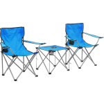 Vidaxl Campingtafel En -Stoelenset 3-delig - Blauw