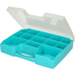 Forte Plastics 1x Opbergkoffertje/opbergdoosjes 13-vaks Sorteerdoos/box - Opbergers - 27,5 X 20,5 X 3 Cm - Blauw