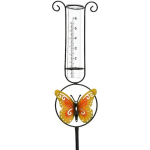 Decoris Regenmeter 33 Cm Met Vlinder Decoratie - Regenmeters Tuinartikelen - Tuinvlinders