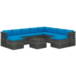 Vidaxl 11-delige Loungeset Met Kussens Pallet Massief Grenenhout - Blauw