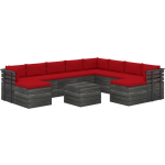 Vidaxl 11-delige Loungeset Met Kussens Pallet Massief Grenenhout - Rood