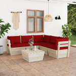 Vidaxl 6-delige Loungeset Met Kussens Pallet Vurenhout - Rood