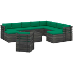 Vidaxl 12-delige Loungeset Met Kussens Pallet Massief Grenenhout - Groen