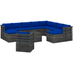 Vidaxl 12-delige Loungeset Met Kussens Pallet Massief Grenenhout - Blauw