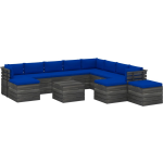 Vidaxl 12-delige Loungeset Met Kussens Pallet Massief Grenenhout - Blauw