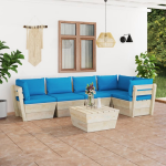 Vidaxl 6-delige Loungeset Met Kussens Pallet Vurenhout - Blauw