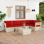 Vidaxl 6-delige Loungeset Met Kussens Pallet Vurenhout - Rojo