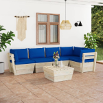 Vidaxl 6-delige Loungeset Met Kussens Pallet Vurenhout - Blauw