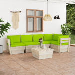 Vidaxl 6-delige Loungeset Met Kussens Pallet Vurenhout - Groen