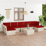 Vidaxl 8-delige Loungeset Met Kussens Pallet Vurenhout - Rood