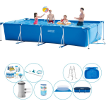 Intex Frame Pool Rechthoekig 450x220x84 Cm - Zwembad Bundel - Blauw