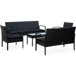 Vidaxl 5-delige Loungeset Met Kussens Poly Rattan - Zwart