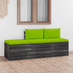 Vidaxl 3-delige Loungeset Met Kussens Pallet Massief Grenenhout - Groen