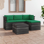 Vidaxl 5-delige Loungeset Met Kussens Pallet Massief Grenenhout - Verde