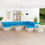 Vidaxl 12-delige Loungeset Met Kussens Pallet Vurenhout - Blauw