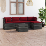 Vidaxl 6-delige Loungeset Met Kussens Pallet Massief Grenenhout - Rojo