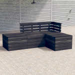 Vidaxl 4-delige Loungeset Pallet Massief Grenenhout Donker - Grijs