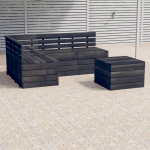 Vidaxl 5-delige Loungeset Pallet Massief Grenenhout Donker - Grijs