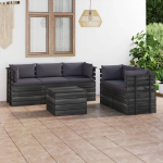 Vidaxl 6-delige Loungeset Met Kussens Pallet Massief Grenenhout - Grijs