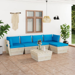 Vidaxl 6-delige Loungeset Met Kussens Pallet Vurenhout - Blauw