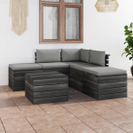 Vidaxl 6-delige Loungeset Met Kussens Pallet Massief Grenenhout - Gris