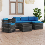 Vidaxl 6-delige Loungeset Met Kussens Pallet Massief Grenenhout - Blauw