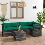 Vidaxl 6-delige Loungeset Met Kussens Pallet Massief Grenenhout - Groen