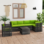 Vidaxl 7-delige Loungeset Met Kussens Pallet Massief Grenenhout - Groen