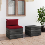 Vidaxl 2-delige Loungeset Met Kussens Pallet Massief Grenenhout - Rojo