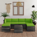 Vidaxl 7-delige Loungeset Met Kussens Pallet Massief Grenenhout - Groen