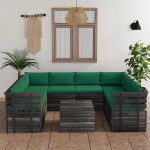 Vidaxl 9-delige Loungeset Met Kussens Pallet Massief Grenenhout - Groen