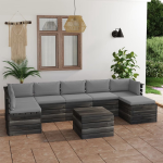 Vidaxl 8-delige Loungeset Met Kussens Pallet Massief Grenenhout - Grijs