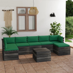 Vidaxl 8-delige Loungeset Met Kussens Pallet Massief Grenenhout - Groen