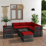 Vidaxl 8-delige Loungeset Met Kussens Pallet Massief Grenenhout - Rood