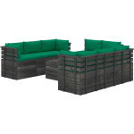 Vidaxl 9-delige Loungeset Met Kussens Pallet Massief Grenenhout - Groen