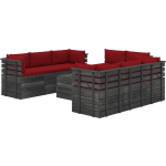 Vidaxl 9-delige Loungeset Met Kussens Pallet Massief Grenenhout - Rood