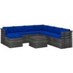 Vidaxl 9-delige Loungeset Met Kussens Pallet Massief Grenenhout - Blauw