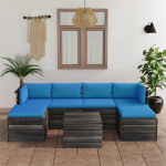 Vidaxl 7-delige Loungeset Met Kussens Pallet Massief Grenenhout - Blauw